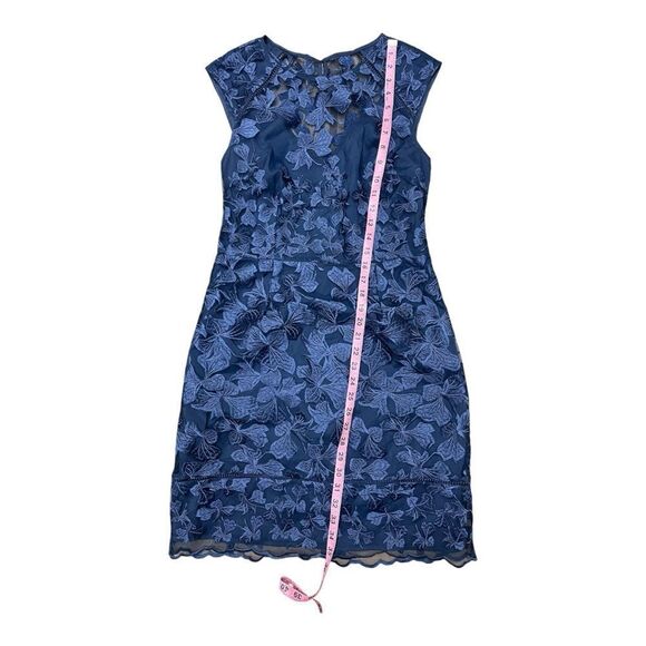 Trina Turk Blue Sizzling Sleeveless Embroidered Dress Sz 6 Feminine Cocktail - Picture 4 of 8